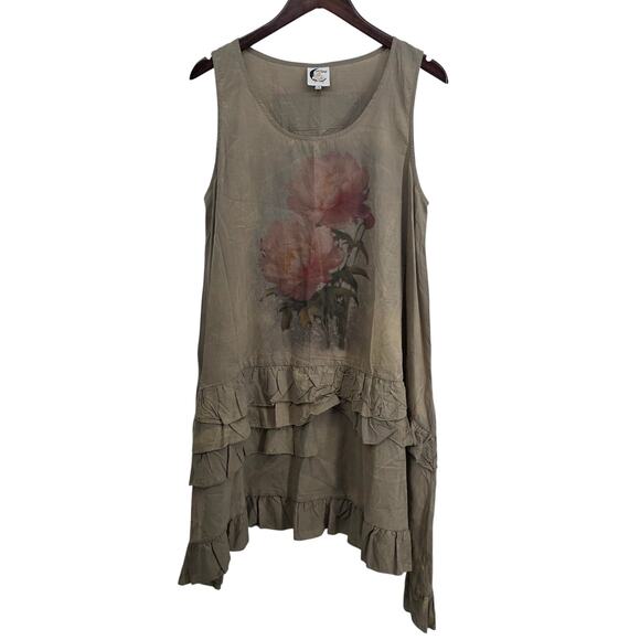 Jaded Gypsy Create Change Overlay Dress Floral Lagenlook Art to Wear L/XL - Picture 2 of 8